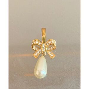 ROMAN Gold Tone Faux Pearl and Crystal Pendant